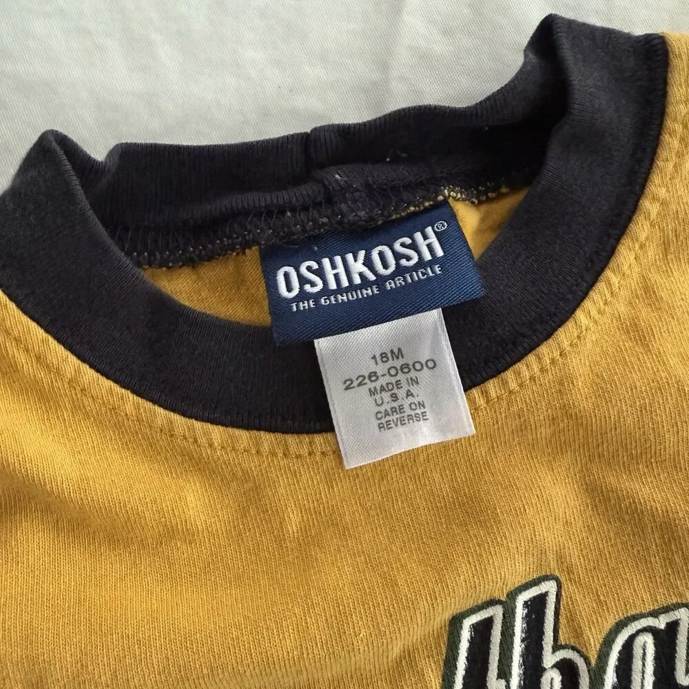 Vintage Y2K Oshkosh Toddler Boy Football Shirt Lion Tiger Bulldog Sz 18M USA